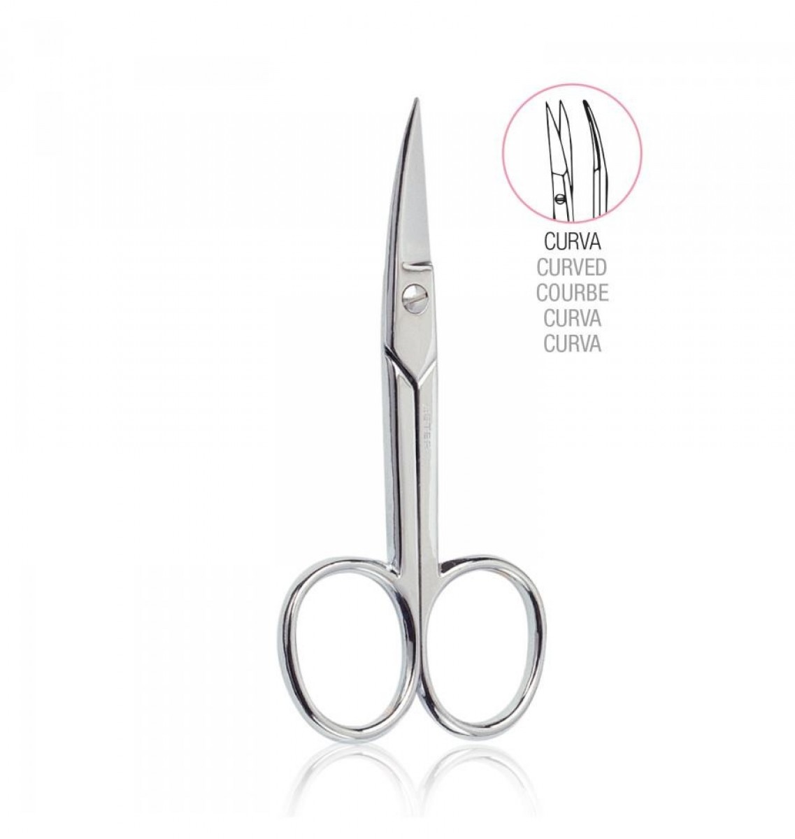 Chromeplated manicure scissors, curved tip