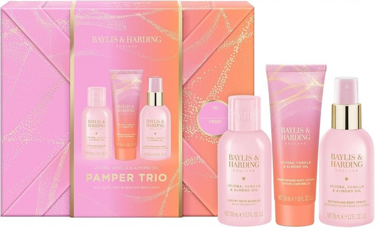 Baylis & Harding Jojoba, Vanilla & Almond Gift Wrapped Pamper Trio Gift Set