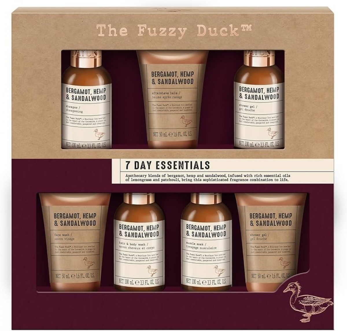 Baylis & Harding The Fuzzy Duck Bergamot, Hemp & Sandalwood Men's 7 Day Essentials Gift Set