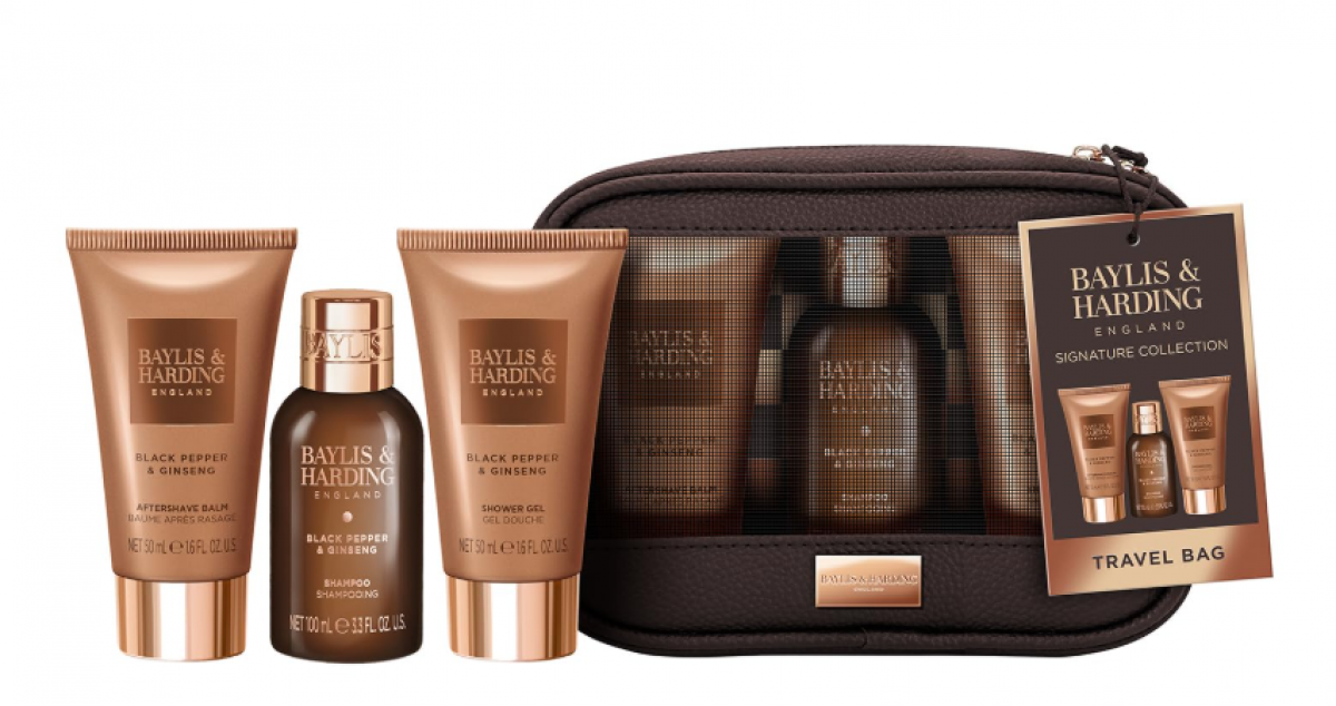 Baylis & Harding Black Pepper & Ginseng Men's Travel Wash Bag Gift Set