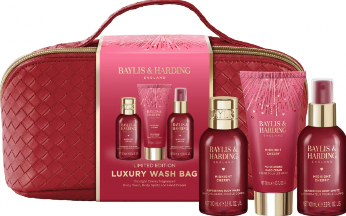 Baylis & Harding Midnight Cherry Luxury Wash Bag Gift Set