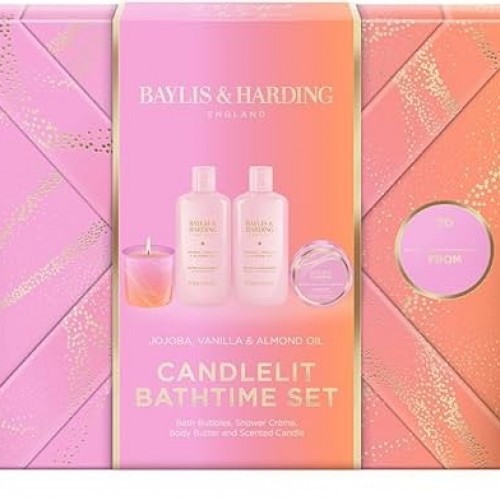 Baylis & Harding Jojoba, Vanilla & Almond Oil Gift Wrapped Candlelit Gift Set