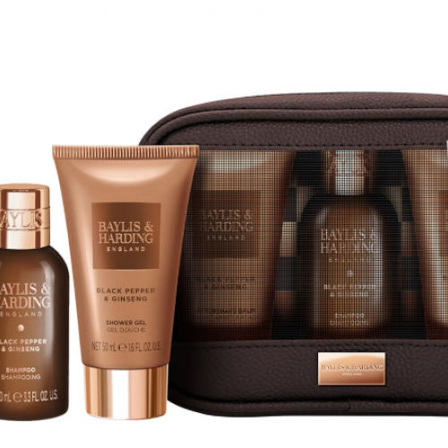 Baylis & Harding Black Pepper & Ginseng Men's Travel Wash Bag Gift Set